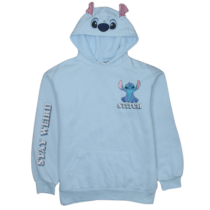 Disney Girls Blue Stitch Hoodie 12-13 Years Pullover Hoodie with Glitter Ears
