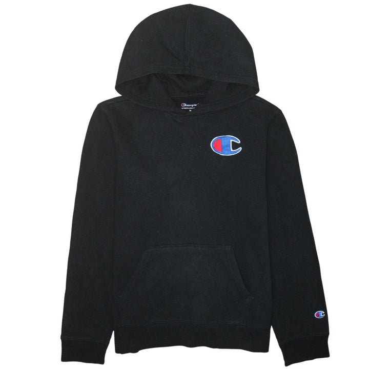 Champion Womens Black XL Pullover Hoodie With Logo Detail