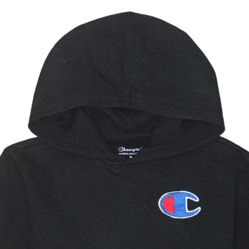 Champion Womens Black XL Pullover Hoodie With Logo Detail