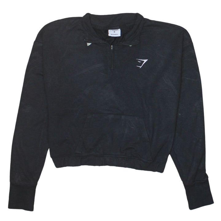 Gymshark Women's Black 1/2 Zip Pullover Sweatshirt M Viscose Blend