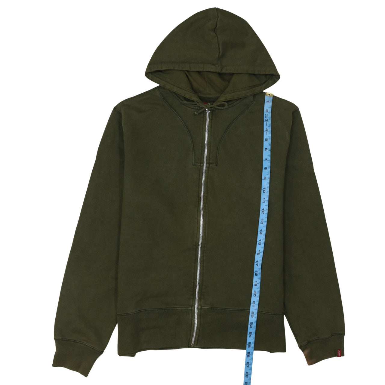 Levi’s Men Green Full Zip Hoodie Size L Cotton Fleece