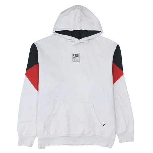 Puma Men's White Pullover Hoodie XL Sports Fleece Logo Sweatshirt