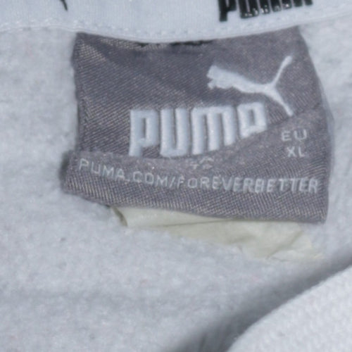 Puma Men's White Pullover Hoodie XL Sports Fleece Logo Sweatshirt