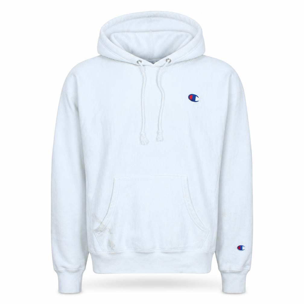 Champion Men's White Medium Reverse Weave Pullover Hoodie