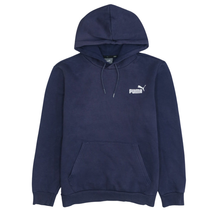 Puma Men Blue Pullover Hoodie Small Fleece Logo Hooded Sweatshirt