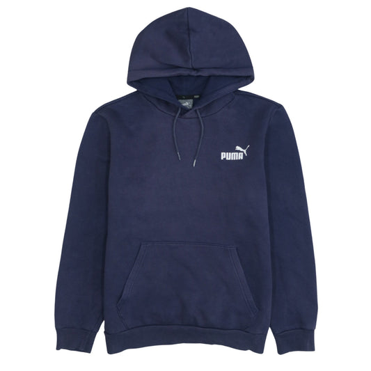 Puma Men Blue Pullover Hoodie Small Fleece Logo Hooded Sweatshirt