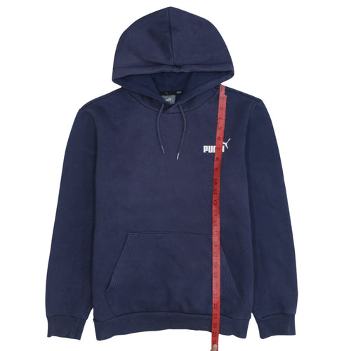 Puma Men Blue Pullover Hoodie Small Fleece Logo Hooded Sweatshirt