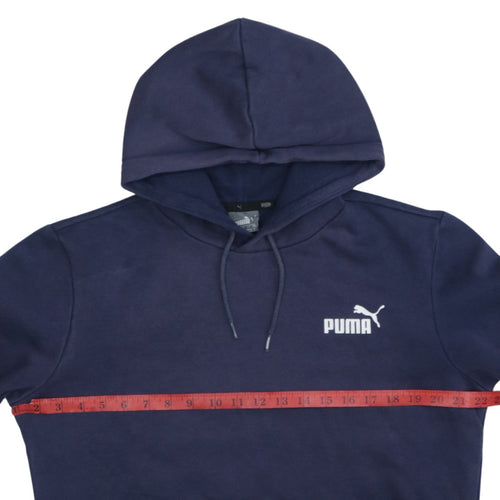 Puma Men Blue Pullover Hoodie Small Fleece Logo Hooded Sweatshirt