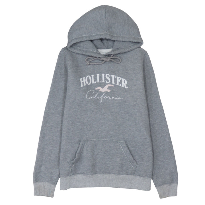 Hollister Women’s Grey Pullover Hoodie L Cotton Blend Logo Sweatshirt