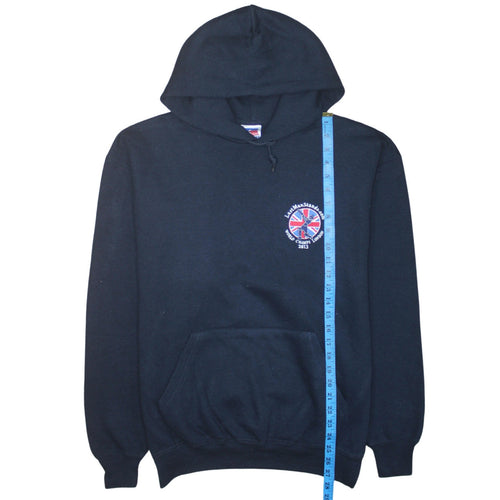 Russell Men's Black Pullover Hoodie L Embroidered Sports Fleece