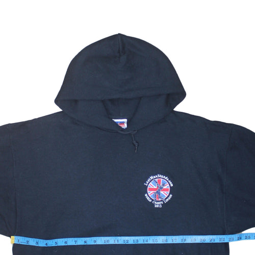 Russell Men's Black Pullover Hoodie L Embroidered Sports Fleece