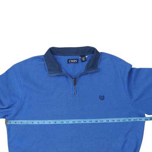 Chaps Men Blue 2XL Collared 1/4 Zip Cotton Blend Sweatshirt