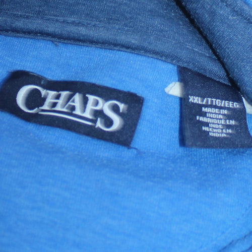 Chaps Men Blue 2XL Collared 1/4 Zip Cotton Blend Sweatshirt