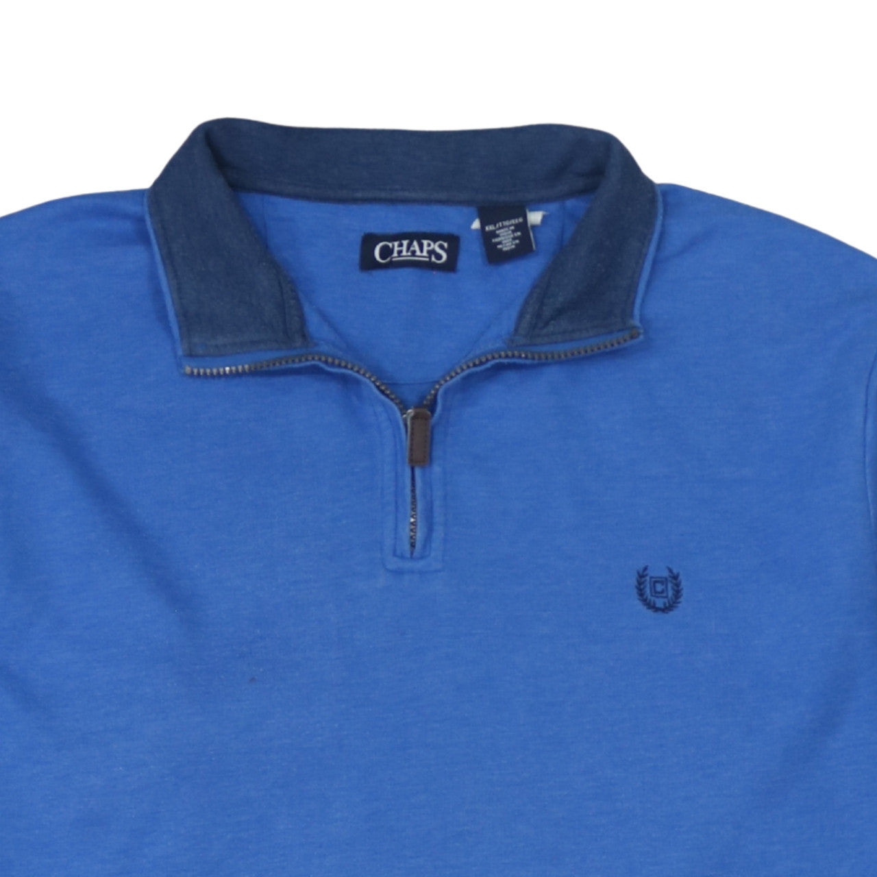 Chaps Men Blue 2XL Collared 1/4 Zip Cotton Blend Sweatshirt