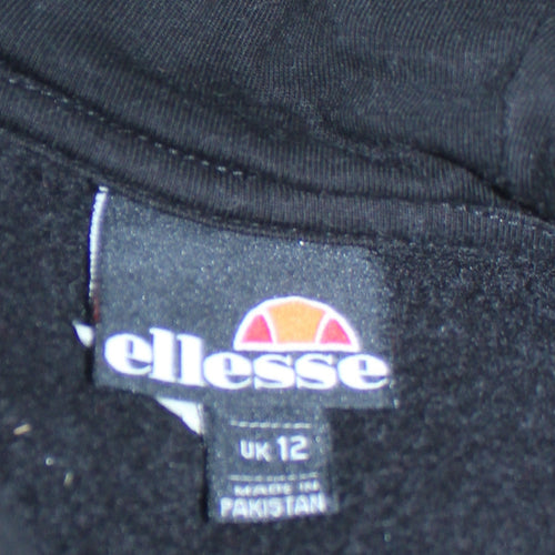 Ellesse Womens Black Pullover Hoodie UK 12 Hooded Sweatshirt