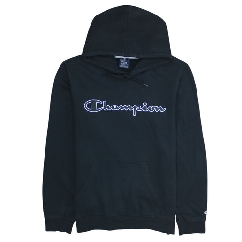 Champion Men's Black Pullover Hoodie Medium Logo Fleece Sweatshirt