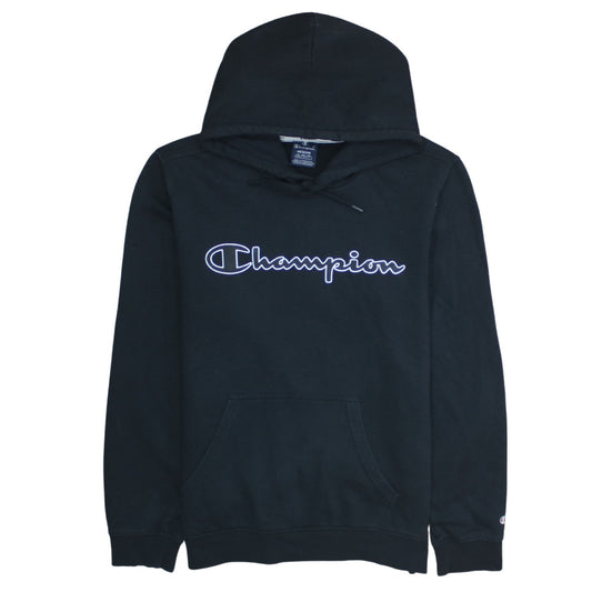 Champion Men's Black Pullover Hoodie Medium Logo Fleece Sweatshirt