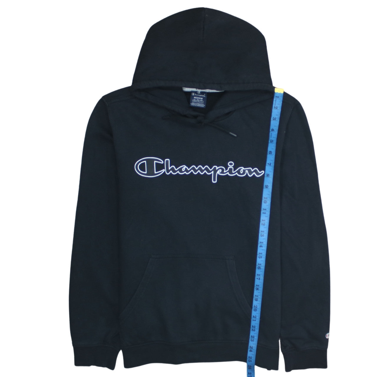 Champion Men's Black Pullover Hoodie Medium Logo Fleece Sweatshirt