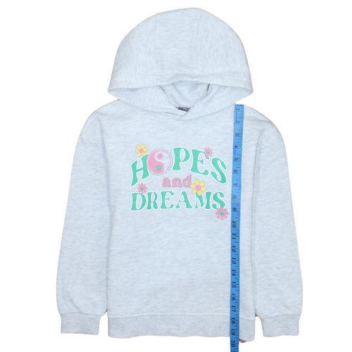 Primark Girls Grey 'Hopes and Dreams' Pullover Hoodie 8-9 Years