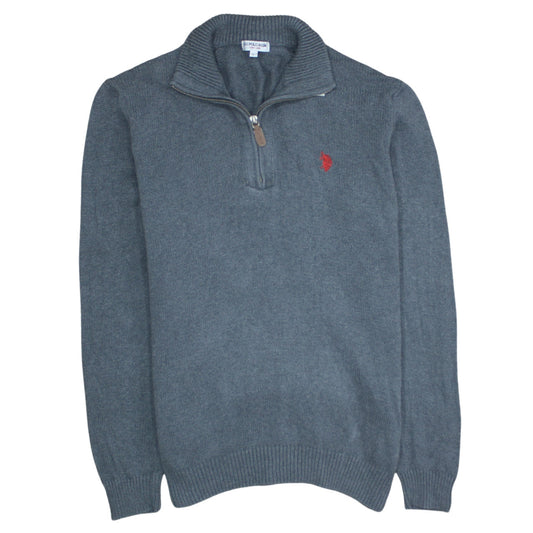 U.S. Polo Assn. Men's Grey Half Zip Cotton Jumper Size L