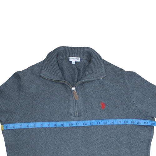 U.S. Polo Assn. Men's Grey Half Zip Cotton Jumper Size L
