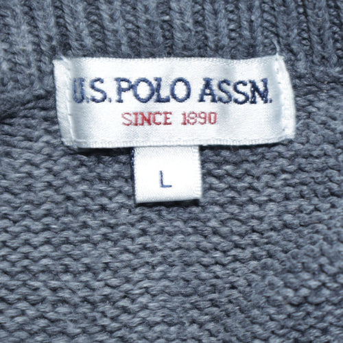 U.S. Polo Assn. Men's Grey Half Zip Cotton Jumper Size L