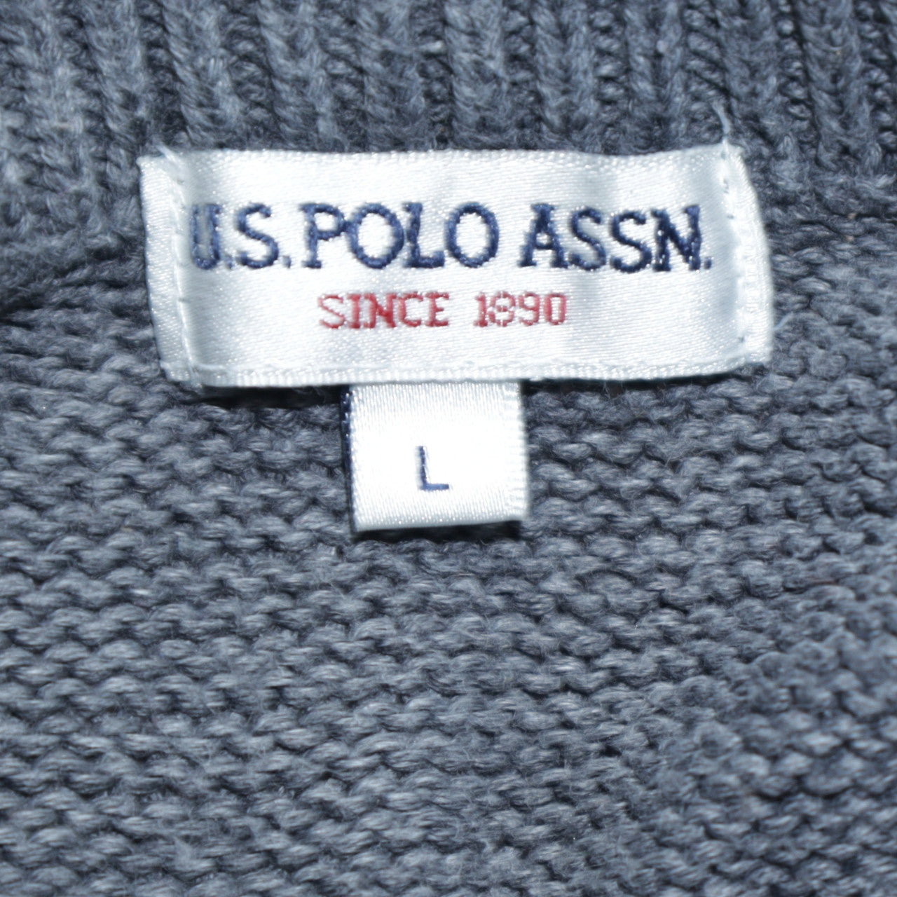 U.S. Polo Assn. Men's Grey Half Zip Cotton Jumper Size L
