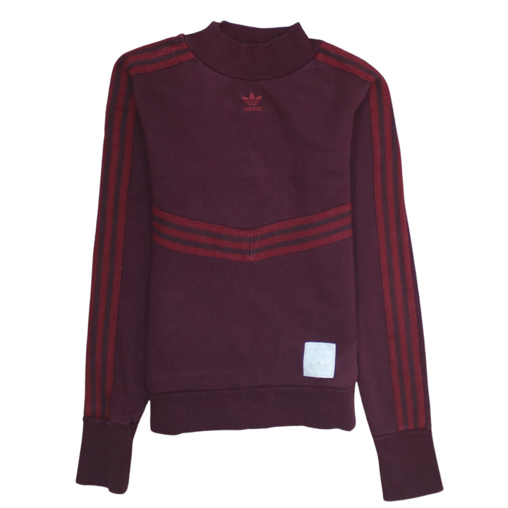 Adidas Women Burgundy Crew Neck Pullover Sweatshirt Size 8 Cotton Blend