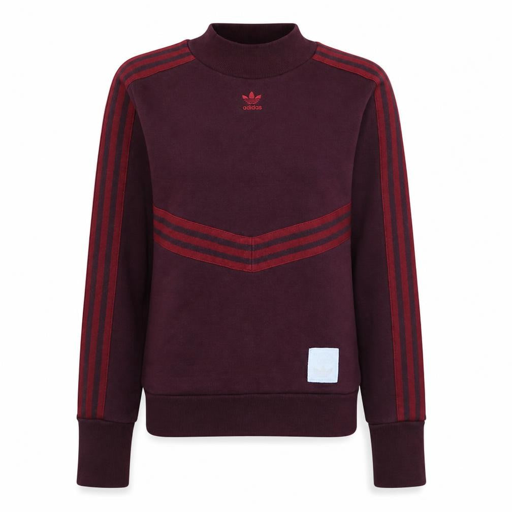 Front view of Adidas Women Burgundy Crew Neck Pullover Sweatshirt, size 8, Cotton Blend