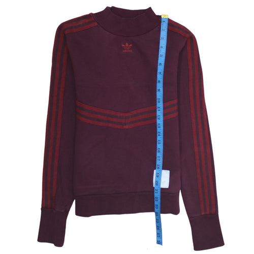 Adidas Women Burgundy Crew Neck Pullover Sweatshirt Size 8 Cotton Blend