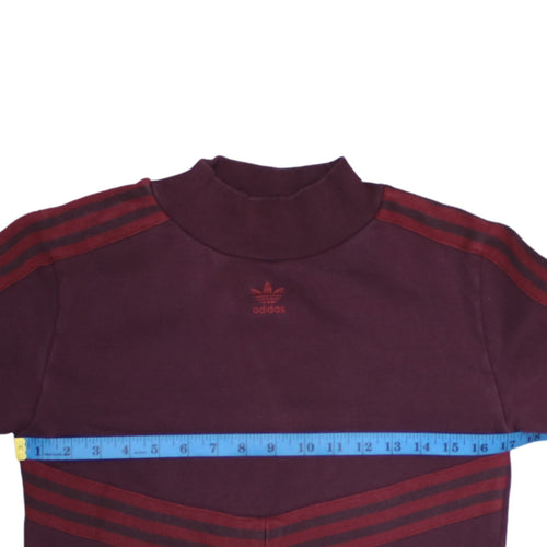 Adidas Women Burgundy Crew Neck Pullover Sweatshirt Size 8 Cotton Blend