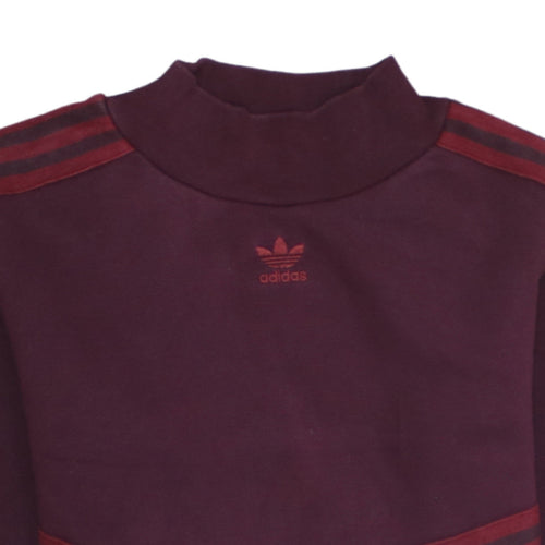 Adidas Women Burgundy Crew Neck Pullover Sweatshirt Size 8 Cotton Blend