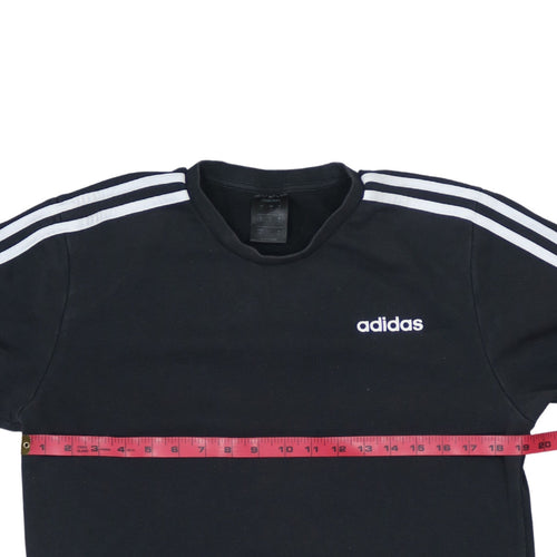 adidas Men's Black Small Pullover Sweatshirt Crew Neck Sportswear