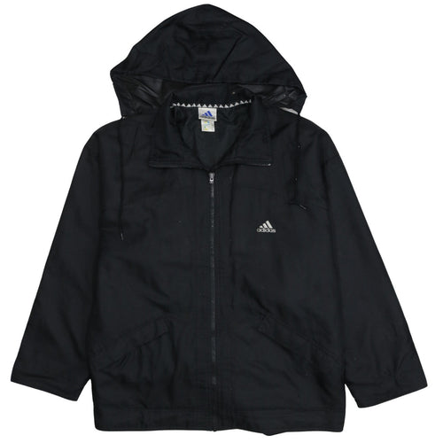 Adidas Men's Black L Windbreaker Hooded Sports Jacket