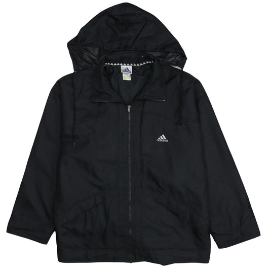 Adidas Men's Black L Windbreaker Hooded Sports Jacket