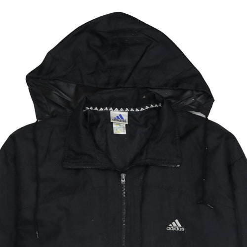 Adidas Men's Black L Windbreaker Hooded Sports Jacket