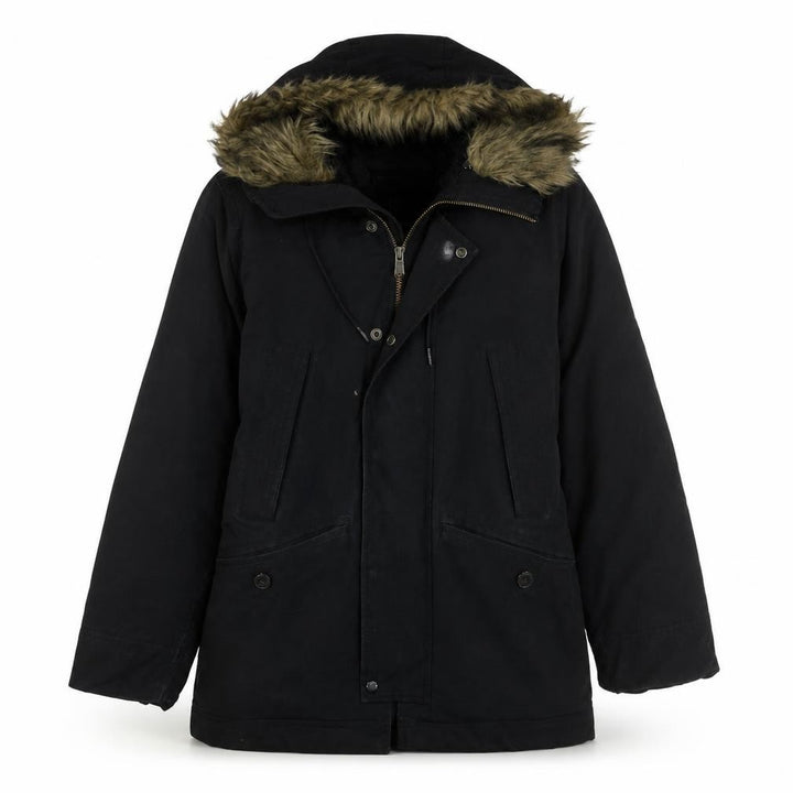 Gap Mens Black XS Hooded Faux Fur Trim Parka Winter Coat