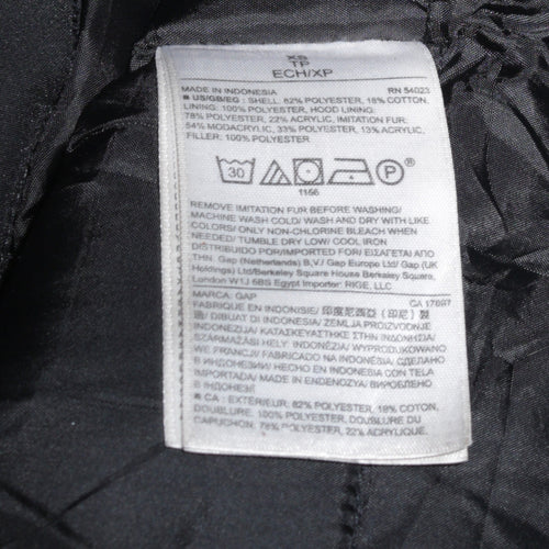 GAP Mens Black XS Hooded Faux Fur Trim Parka Winter Coat