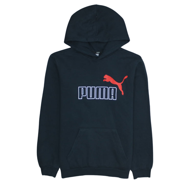 Puma Boys Black Pullover Fleece Hoodie Size 164 Logo Sweatshirt