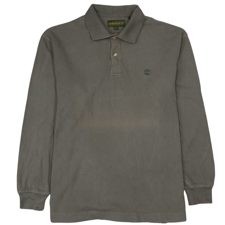 Timberland Men’s Grey Long Sleeve Collared Cotton Polo Shirt M