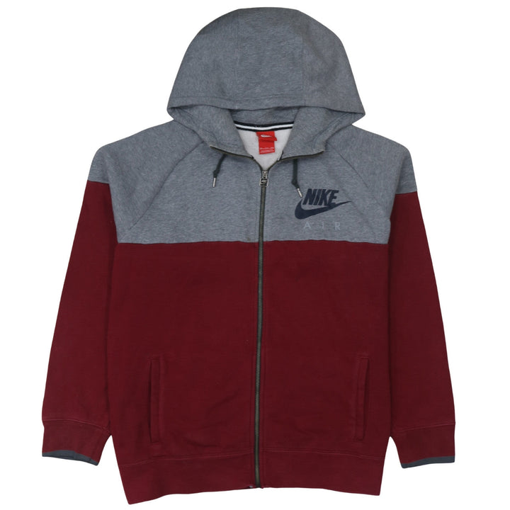 Nike Men’s Grey Red Full Zip Hoodie 2XL Sports Fleece Sweatshirt