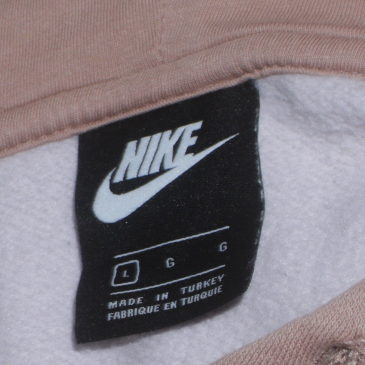 Nike Womens Beige Colourblock Pullover Hoodie L Cotton Blend