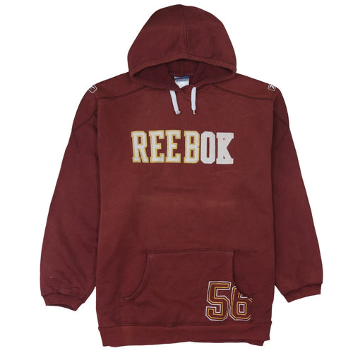 Reebok Mens Red L Pullover Hoodie Logo Sports Style Sweatshirt