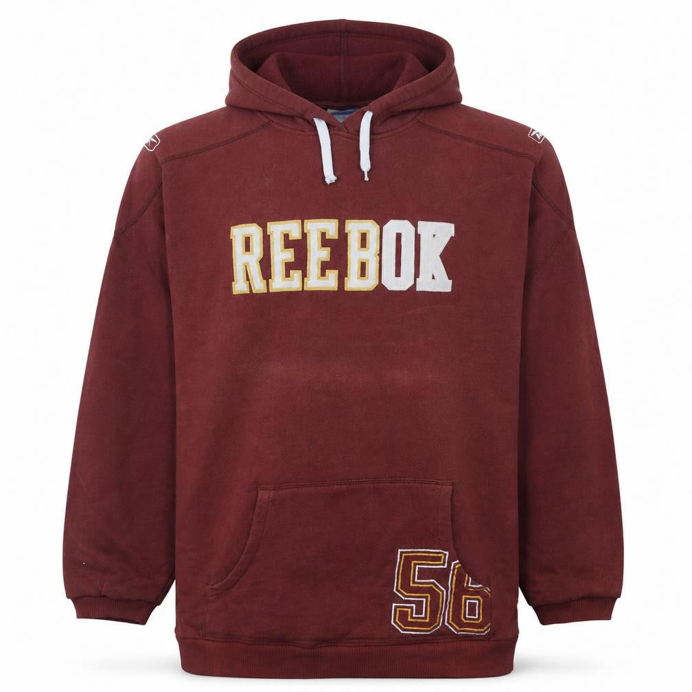 Reebok Mens Red L Pullover Hoodie Logo Sports Style Sweatshirt