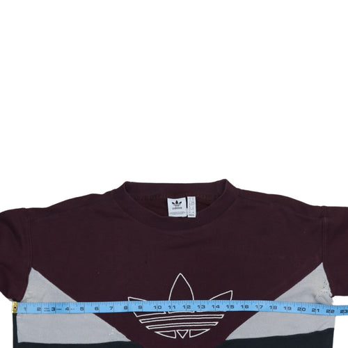 Adidas Womens Burgundy Black Crew Neck Pullover Sweatshirt XS