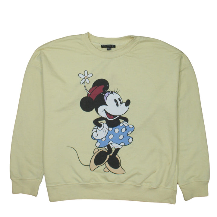 Bershka Women Yellow Disney Minnie Mouse Pullover Sweatshirt S