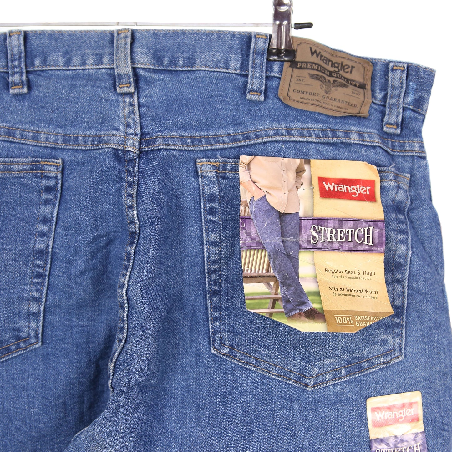 Wrangler Men's Blue Regular Fit Stretch Straight Denim Jeans 36x29