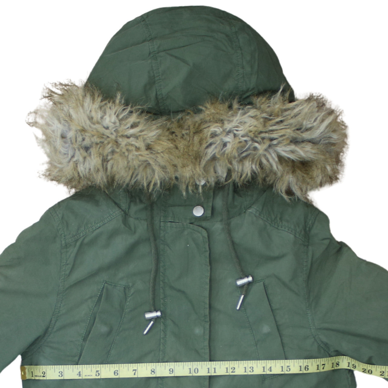 Tommy Jeans Womens Green XS Fur Hooded Parka Coat