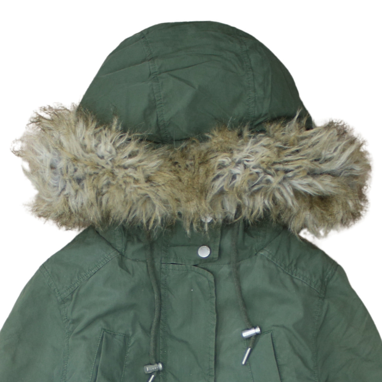 Tommy Jeans Womens Green XS Fur Hooded Parka Coat