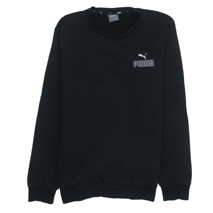 Puma Men’s Black Crew Neck Logo Sweatshirt Size M Regular Fit